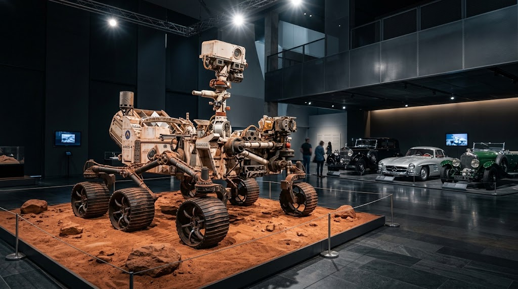 映画オデッセイで使用された火星探査車(マーズ・ローバー)の展示