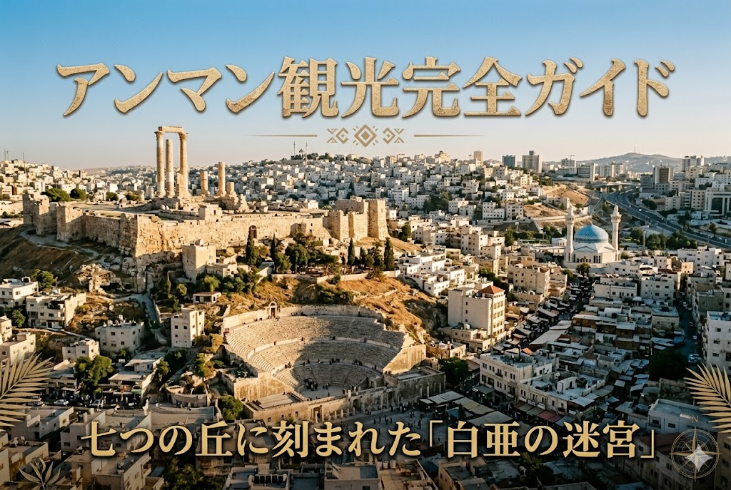 朝日に包まれたローマ劇場とシタデル